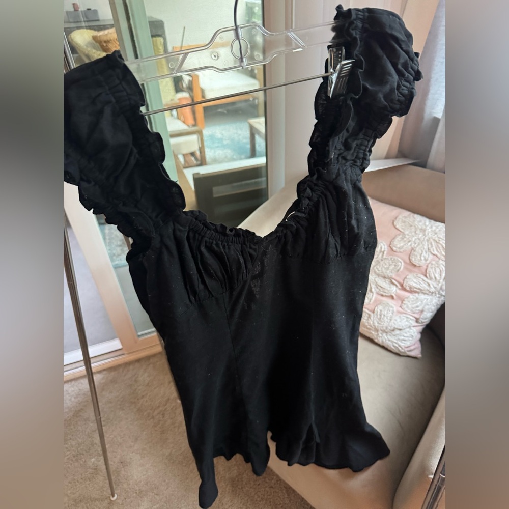 free people black mini dress with ties in back